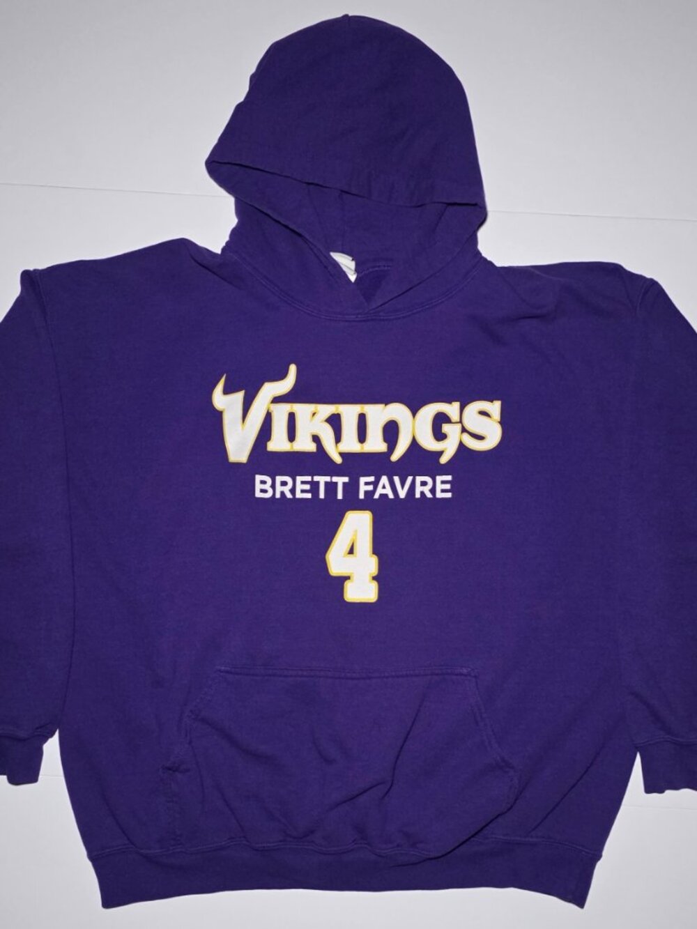 NFL Team Apparel Mens Minnesota Vikings Brett Favre Purple Hoodie Size XL